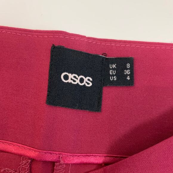 ASOS Scallop Hem Mini Flat Front Shorts Magenta Raspberry Pink 4 S Small - Picture 4 of 10